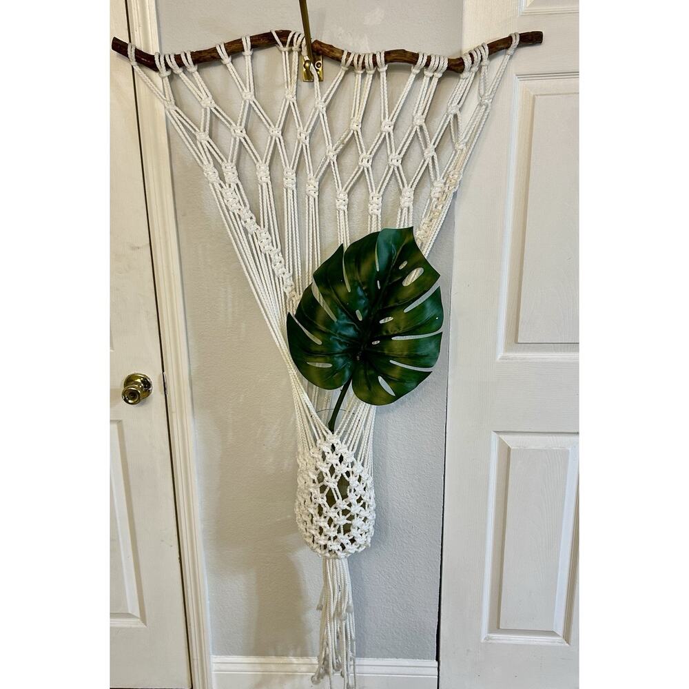 60” Macramé Driftwood wall Plant Hanger Huge 8”- 12” pot holder 34.5” Wide